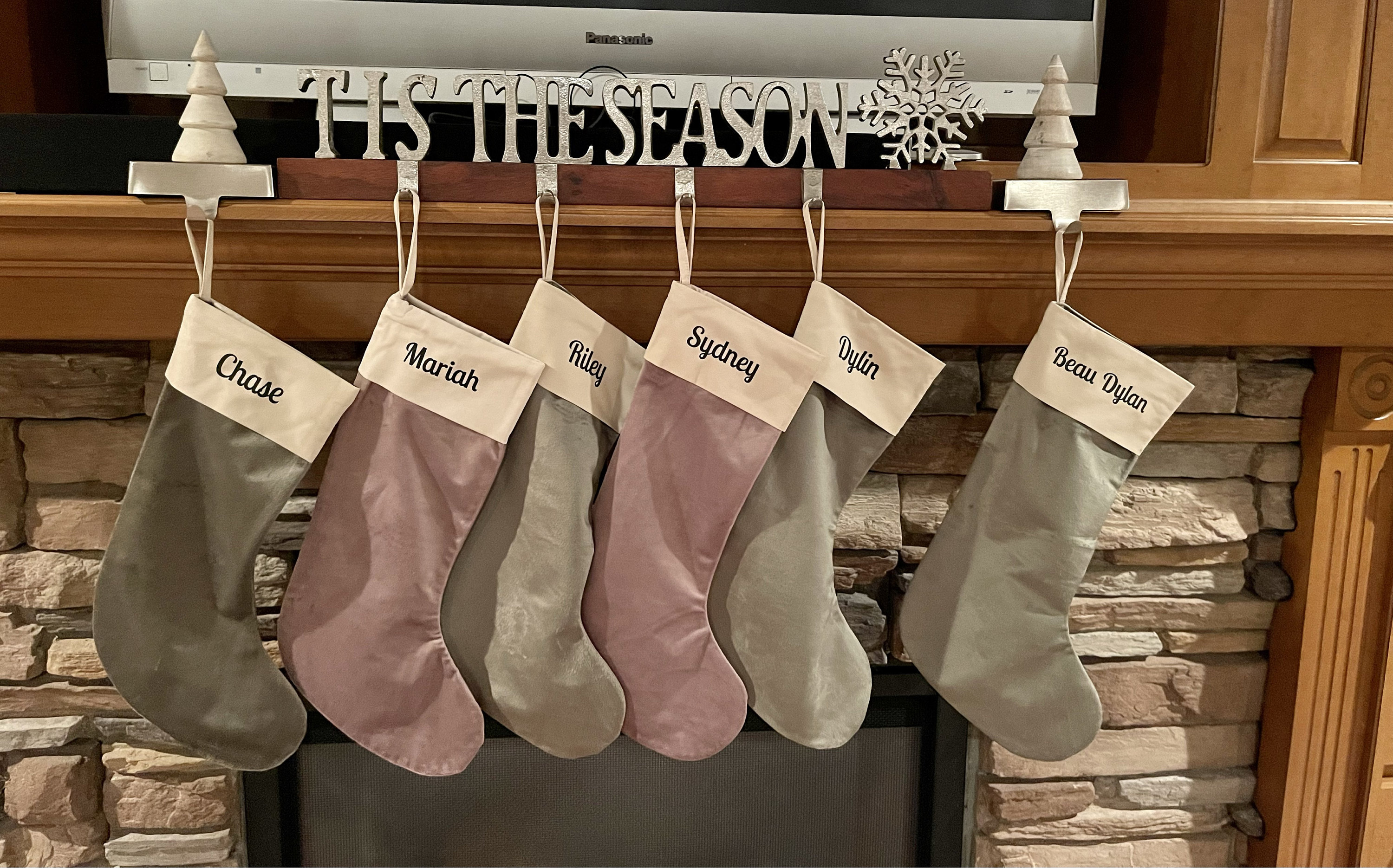 Personalised Velvet Christmas Stocking - Custom Name Holiday Decor - Perfect Xmas Gift - 1 Stocking - Personalized Christmas Decoration