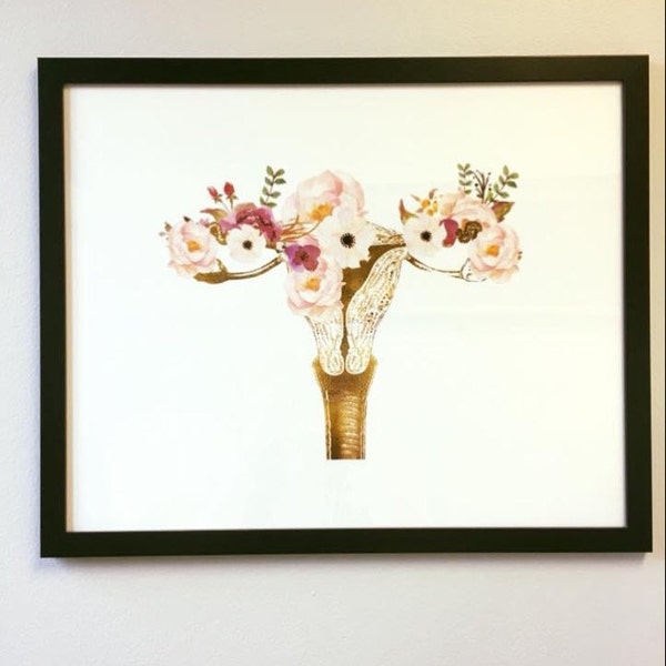 Floral Uterus Art Print, Female Anatomy Wall Art, Feminine Reproductive ...