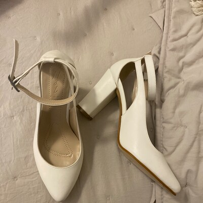 UNIQUE WHITE SHOES Wedding Heels White Ankle Bridal Shoes - Etsy