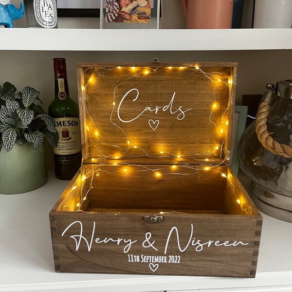 Personalised RUSTIC Wedding Card Box: Wooden Keepsake Memory Box - Etsy UK