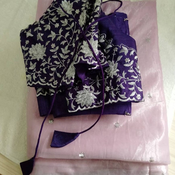 Women Party Wear Tissue Silk Saree with Un Stitched Blouse