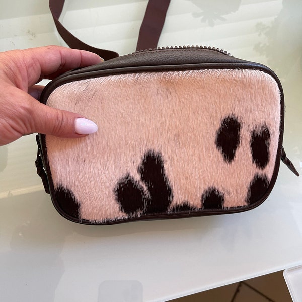 Cow Patterned Faux Leather Suede Tassel Detailed Fanny Pack Crossbody Belt Bag main image 0
