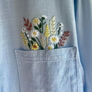 Floral Embroidery for Jeans and Shirt Pockets, Hand