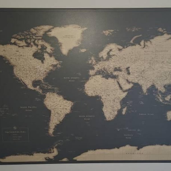 Push Pin World Map Wall Art, Large Places Visited Pin Board to Mark ...