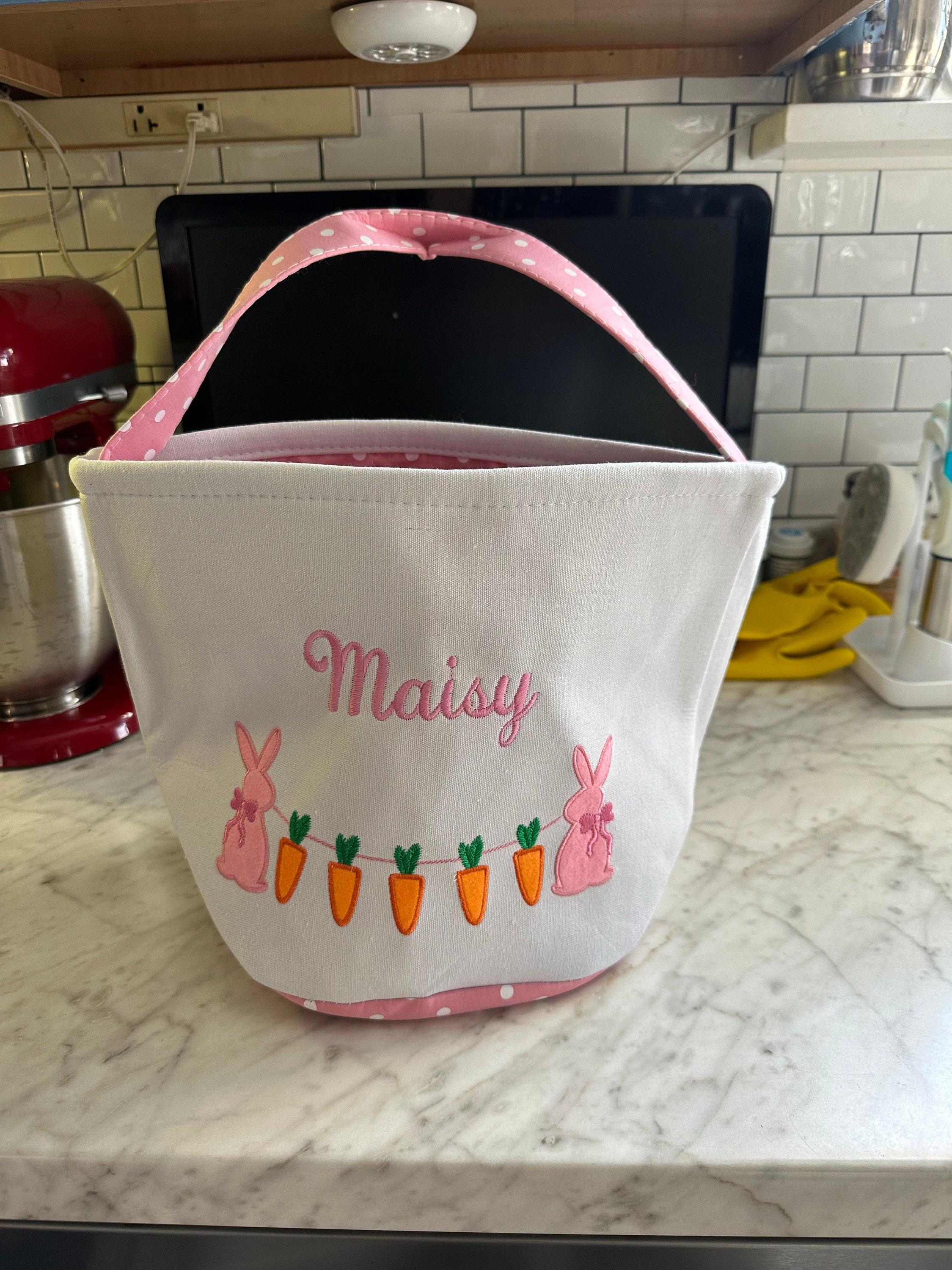Easter basket, Personalized Easter Basket, monogram easter basket, girls basket, boys basket, girls easter basket, embroidered, rabbit