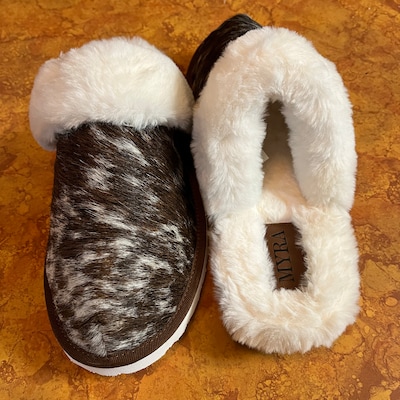 Genuine Cowhide Western Slippers House Shoes - Etsy