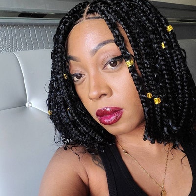 French Curls Knotless Braided Wig for Black Women Fauxlocs - Etsy
