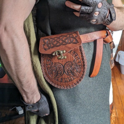 Medieval Belt Pouch POUCH ONLY Dragon Vegan Leather Bag Renaissance ...
