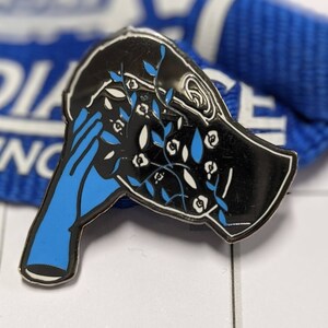 My Head Hurts Enamel Lapel Pin Artist Series Pin by Ann Escamilla Foliage Botanical Black and Blue Hard Enamel Emo Headache Chicago