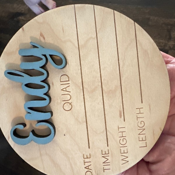 Newborn Baby Stats Sign, Wooden Birth Sign, Hospital Footprint Sign for ...