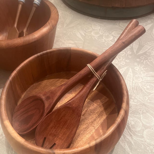 Cabilock 1ensemble Set De Ustensiles à Salade Bois Cuillère Et