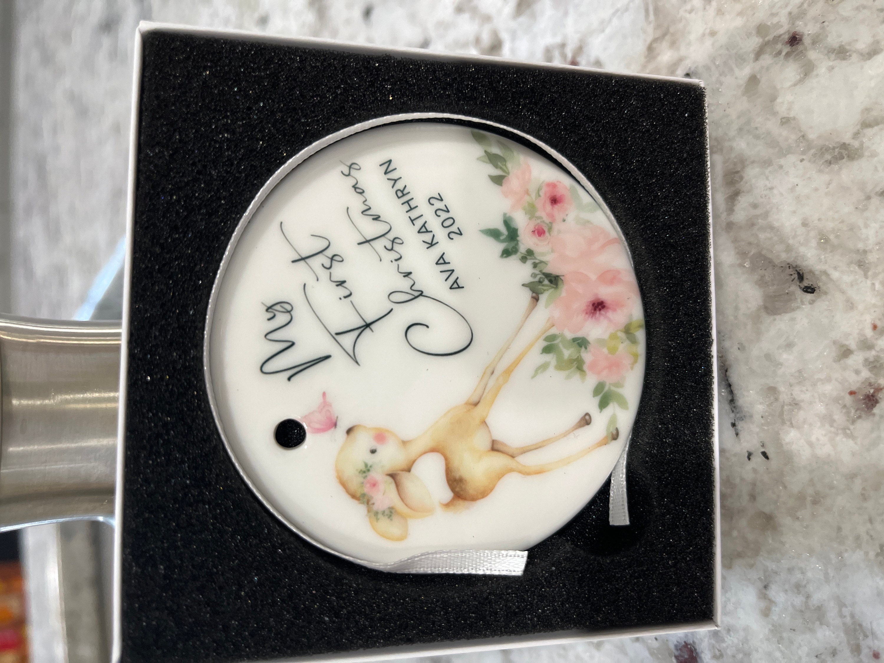 Baby&#39;s First Christmas Ornament - Personalized Baby Girl Deer Christmas Ornament