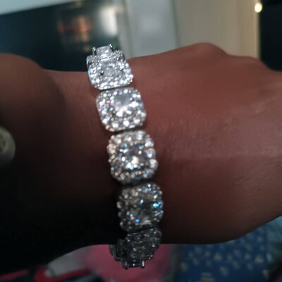 Iced Out 10mm Miami Cuban Chain Pitbull Dog Pendant Silver Plated Bling ...