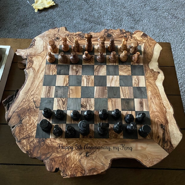 Custom Natural edge Olive Wood Chess Board by TunisiaBazaar on DeviantArt