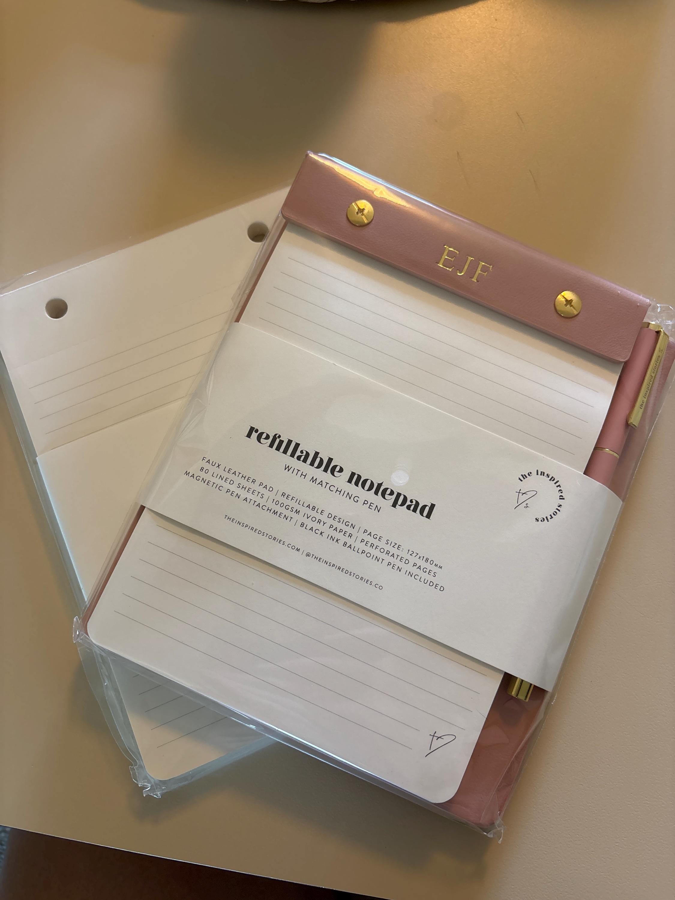 REFILLABLE NOTEPAD with a  matching pen/Personalised Refillable notepad/Magnetic pen attachment/personalised gift