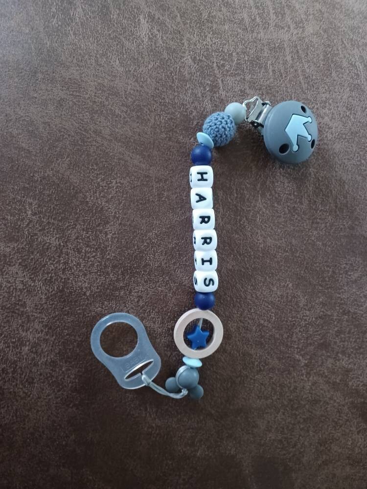 Personalised dummy clip, Silicone dummy clip, Dummy clip, Baby pacifier clip, Pacifier holder, Baby shower gift, White