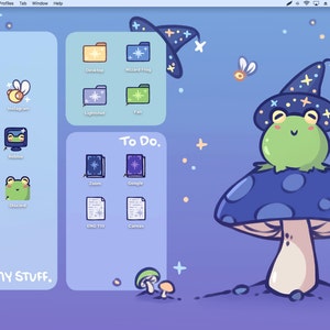Wizard Frog Computer Desktop Theme Background Wallpaper Organizer Set ...