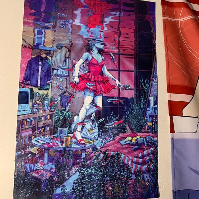 沈没/浮遊 - パーフェクトブルー - 12x18インチ、16x24インチの