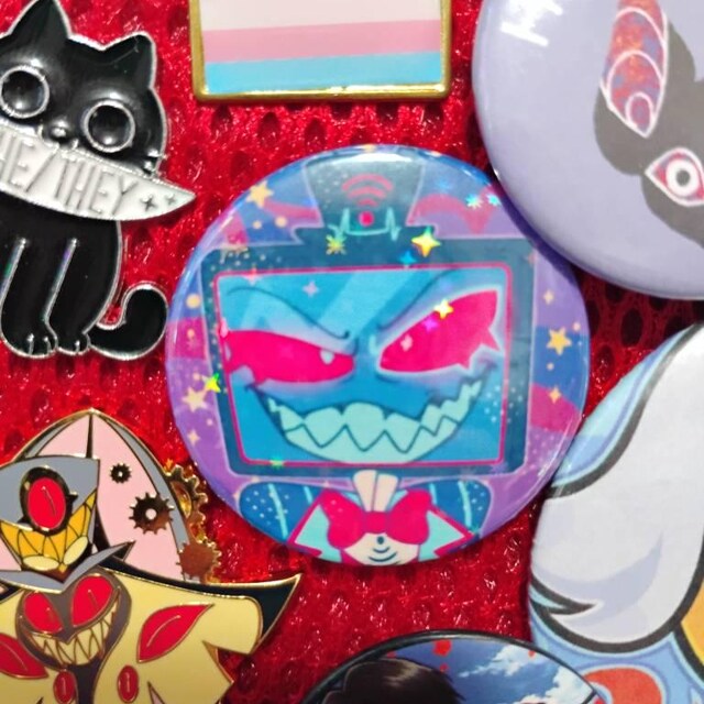 Hazbin Hotel Pin Holographic or Glossy Buttons | Charlie Vaggie
