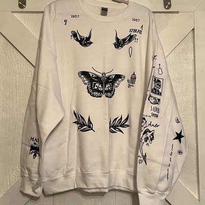 Butterfly Styles Tattoo Sweatshirt white - Etsy