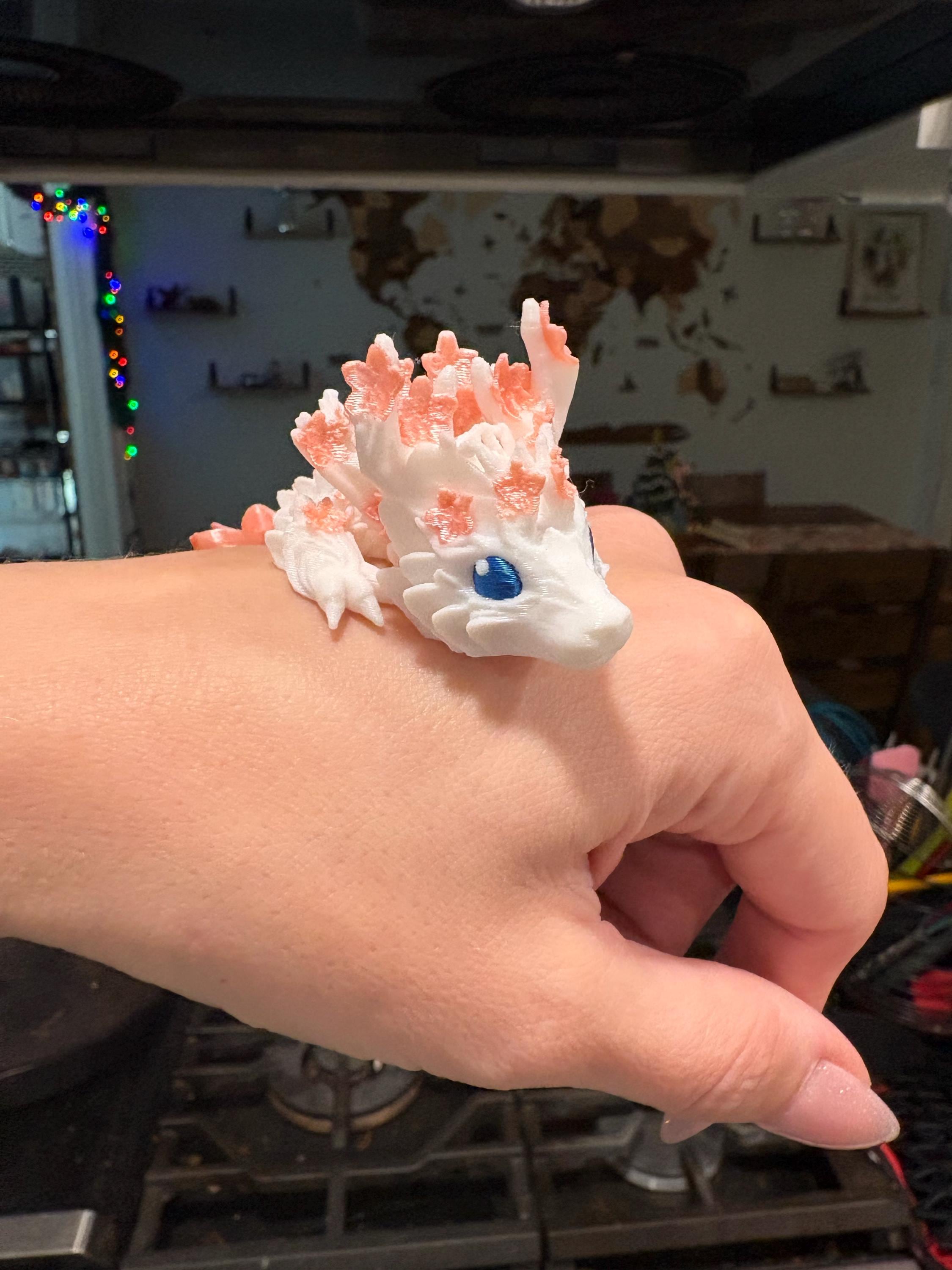 Cherry Blossom BABY Dragon with Dragon Egg - 3D Printed and Fully Articulated 6-inch-long Dragon, Sensory Toy, Fidget Toy, Stocking Stuffer