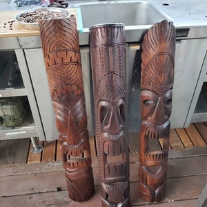 Hand Carved Polynesian Tiki Totem Pole Tropical Patio Bar | Etsy