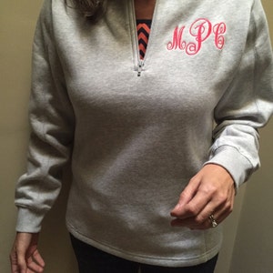 Ladies' Quarter Zip Monogram Pullover Sweatshirt - Etsy