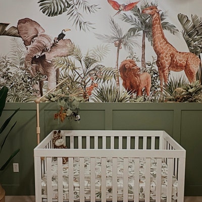 Kids Safari-jungle Animals Wallpaper-nursery Tropical Animals Wallpaper ...