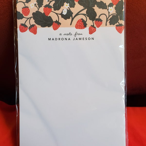 Strawberry Personalized Notepad | Custom Stationery Notepads With ...