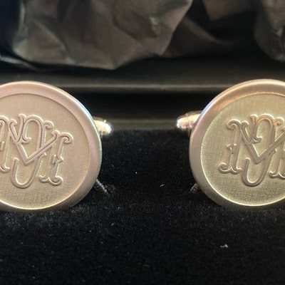 Silver Personalised Monogram Cufflinks, Engraved Cufflinks, Custom ...
