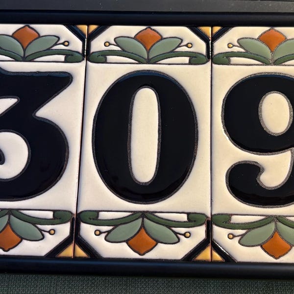 House Numbers Address Tiles Framed Set Custom Address Tiles Sign Hand ...