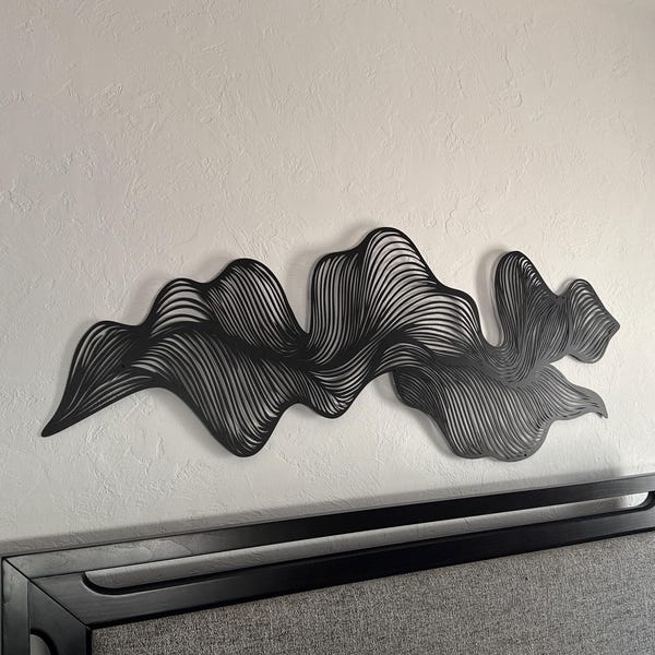 Abstract Line Wall Art, Luxury Modern Black Metal Wall Decor ...