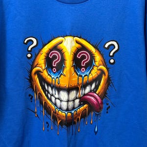 Crazy Smiley PNG With Question Eyes – Graffiti Drip Face Art for