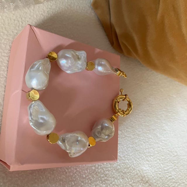 Large Baroque Pearl Statement Bracelet, Chunky Large Pearl