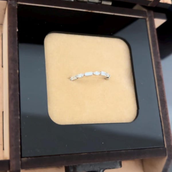 Alternating Diamond Eternity Band, 0.64 TW Marquise and Baguette Cut ...