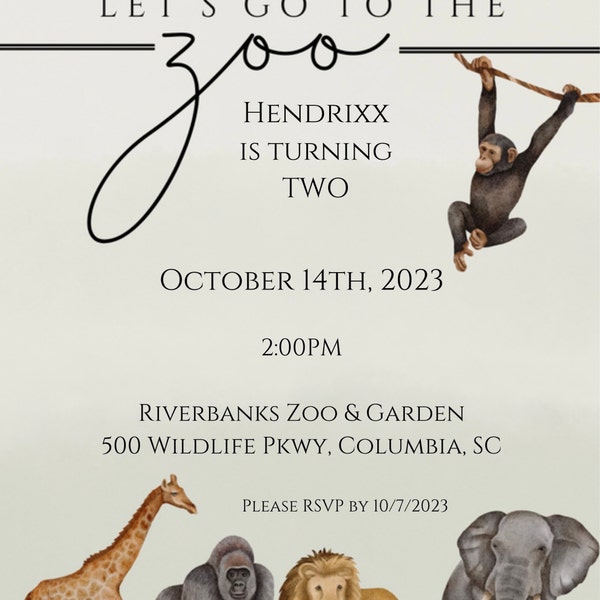 Zoo Birthday Digital Download Invite [editable] - Etsy