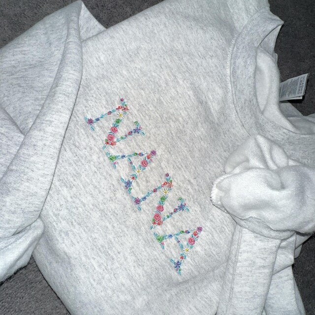 Machine Embroidery Design NANA in Floral Letters 5x7