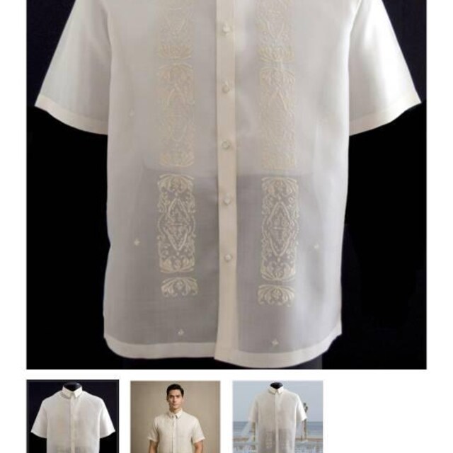 フィリピンMindoro島の民族　Hanunoo Mangyan　男女衣装一式 BARONG TAGALOG 半袖フィリピン民族衣装フィリピニアーナフォーマル