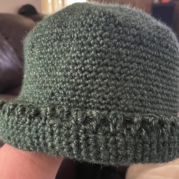 Crochet Hat & Flower PATTERN, Infant to Adult Sizes, Easy Rolled Brim ...