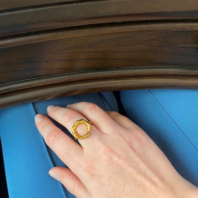 Irregular Gold Ring Open Circle Ring Gold Textured Ring Asymmetric ...