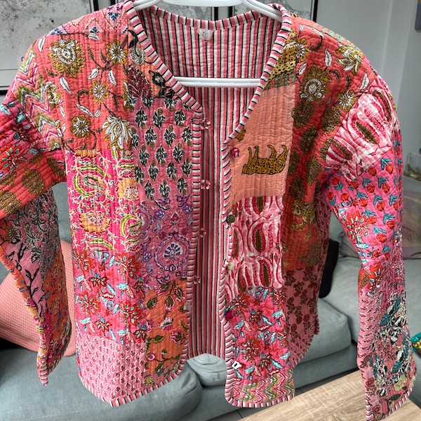 Handmade Cotton Patchwork Jacket: Reversible Quilted Boho Coat - Etsy