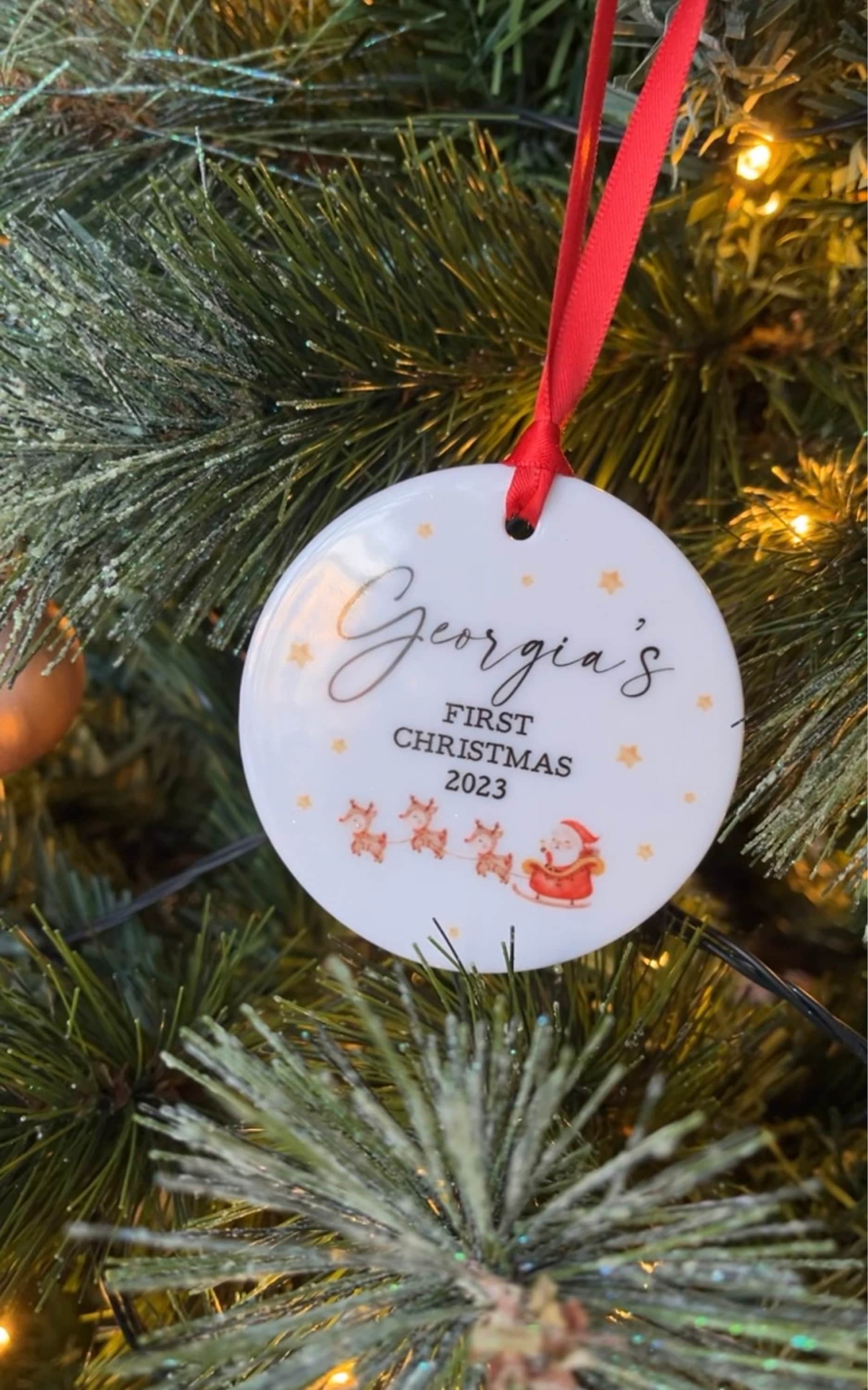 Babies First Christmas Bauble, Personalised first Christmas bauble, new baby bauble, First Christmas Gift, Personalised Santa Tree Decor