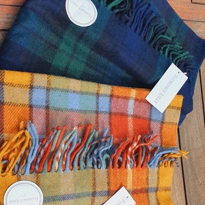 Recycled Wool Blanket Stewart Natural Dress Tartan