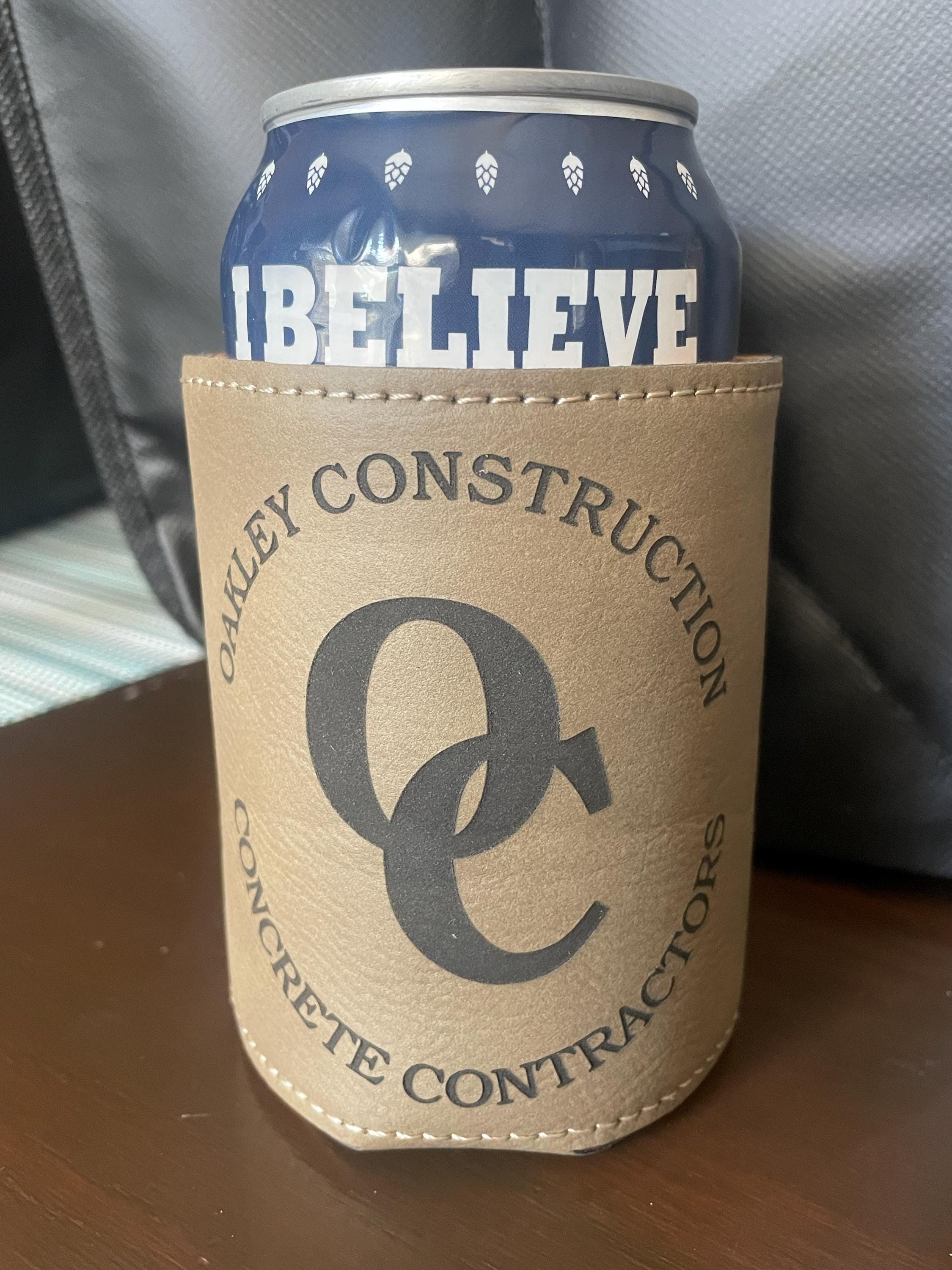 Customer photo of Custom Logo Engraved Leatherette Beverage Holder from Teresa