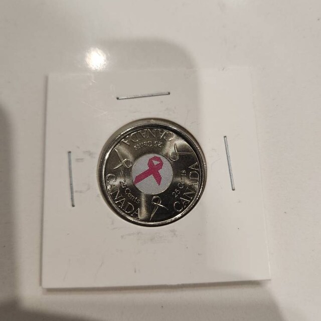 2006 Canadian Breast Cancer Pink Ribbon Colored Quarter Coin