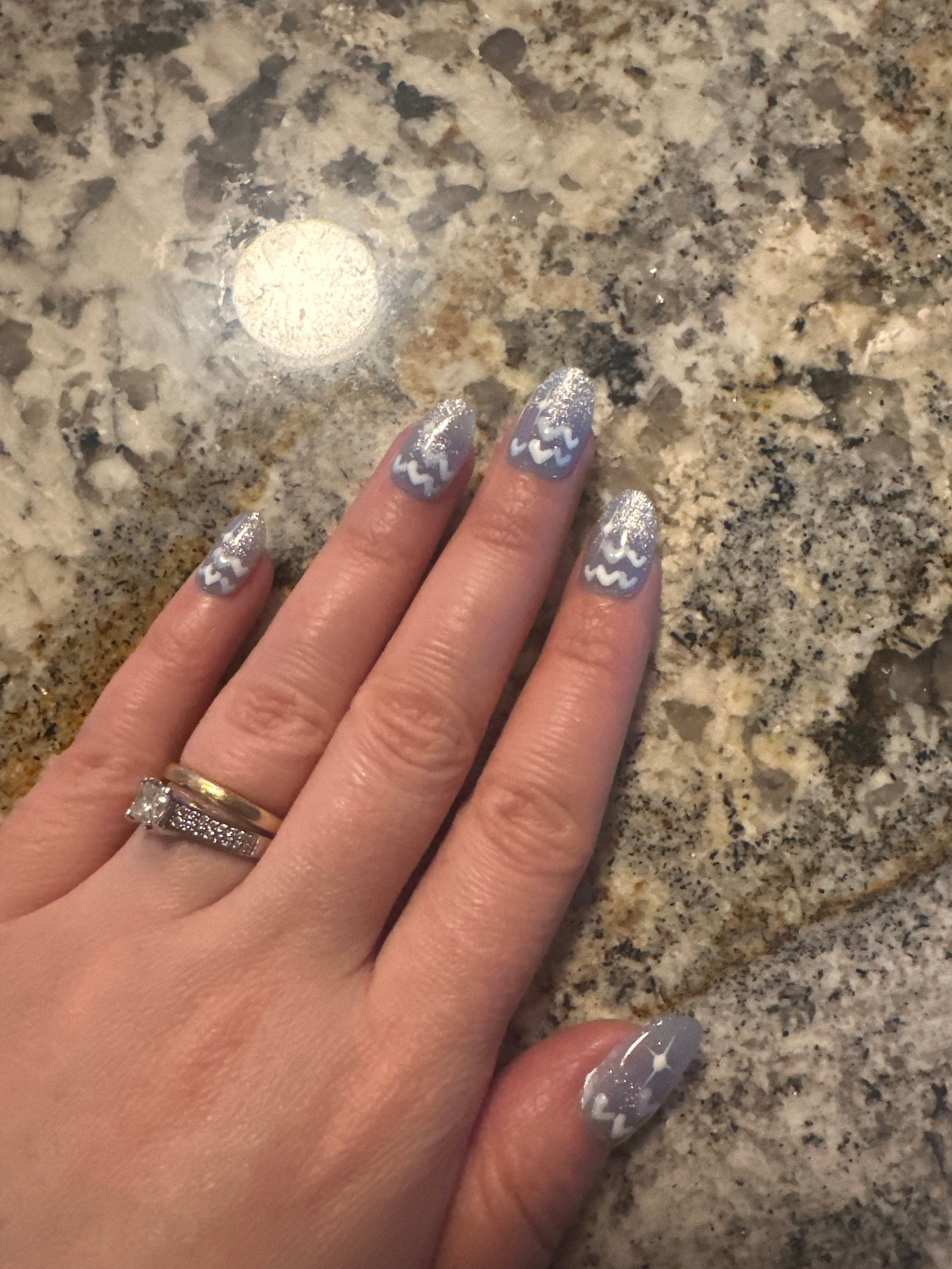 New Version | Short Baby Blue Reflective Cat Eye Little Heart Press On Nails | Gel Nails | Heart Nails | Cat Eye Nails | lmz142
