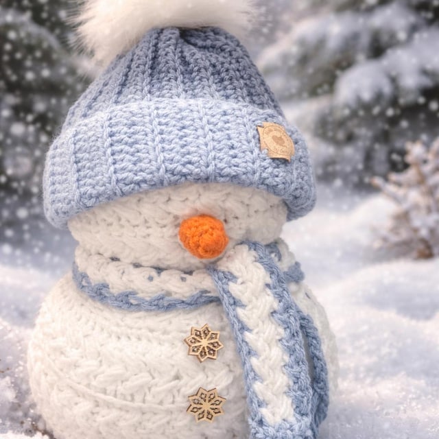 A customer's finished Wheat Stitch Snowman Crochet Pattern