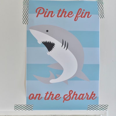 INSTANT DOWNLOAD Pin the Fin on the Shark Birthday Party Game. A Great ...