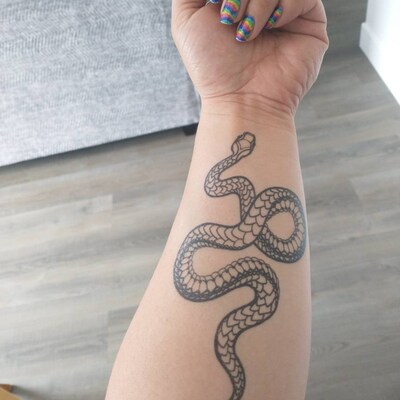 Large Snake Tattoo Snake Temporary Tattoo / Blackwork Snake Tattoo ...