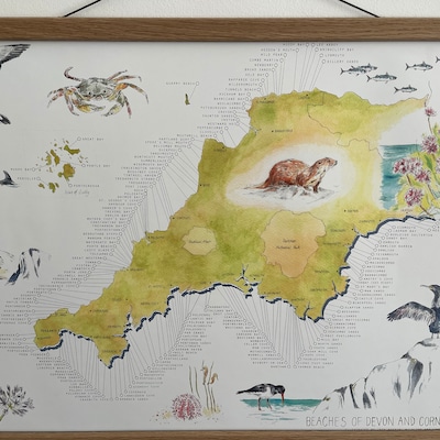 Devon and Cornwall Beach Map Print - Etsy UK